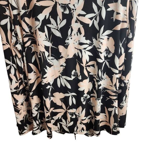 Roz & Ali NWOT Butterfly Floral Print Trumpet Sleeve Blouse Tie Front Size 1X - Picture 9 of 10